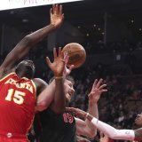 Capela (15) et les Hawks ont pris leur revanche face aux Raptors vendredi KEYSTONE/AP/Chris Young